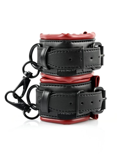 SPORTSHEETS SAFFRON SPREADER BAR & CUFF SET - BLACK/RED