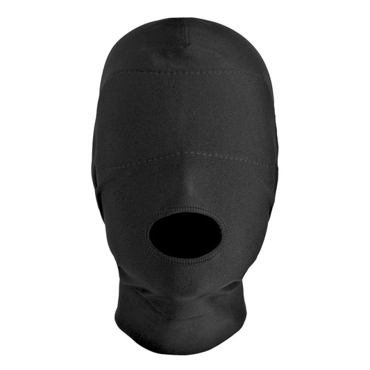 MASTER SERIES DISGUISE OPEN MOUTH HOOD WITH PADDED BLINDFOLD