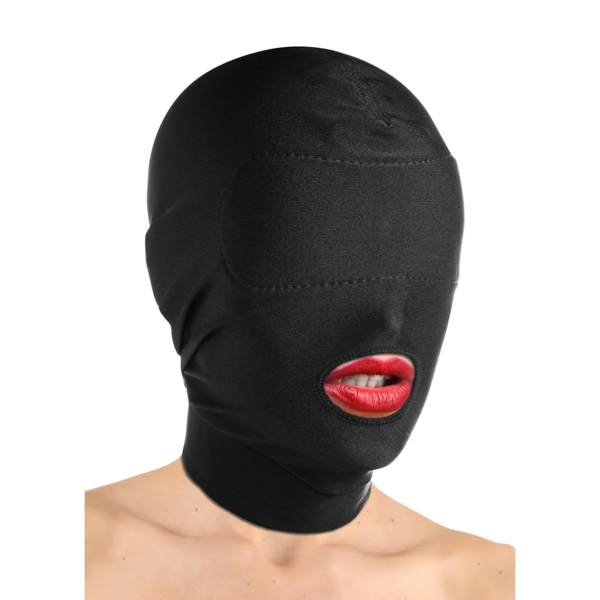 MASTER SERIES DISGUISE OPEN MOUTH HOOD WITH PADDED BLINDFOLD