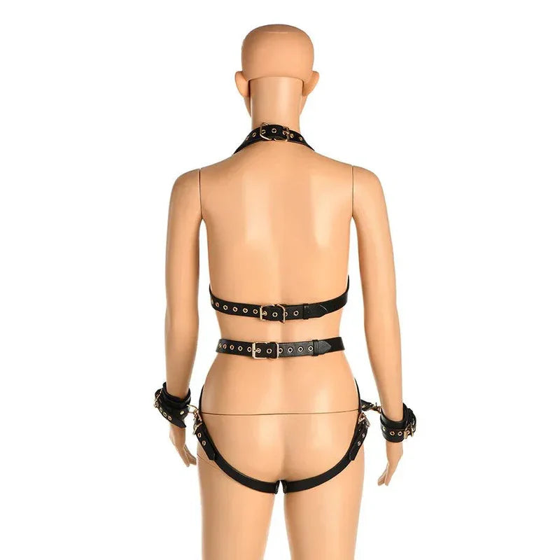 MASTER SERIES HARNESS WITH RESTRAINTS - BLACK/GOLD