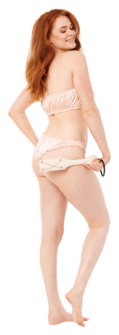 PEACHES N CREAME CHAIN IMPRESSIONS PADDLE – DOUBLE-SIDED FAUX LEATHER SPANKER